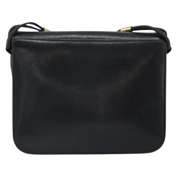 GIVENCHY Shoulder Bag Leather Black Gold Auth bs32997