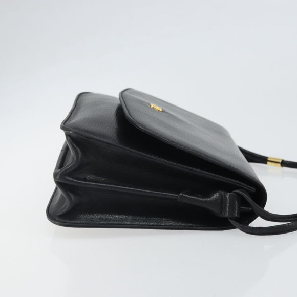 GIVENCHY Shoulder Bag Leather Black Gold Auth bs32997