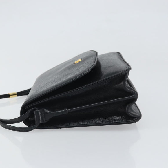 GIVENCHY Shoulder Bag Leather Black Gold Auth bs32997