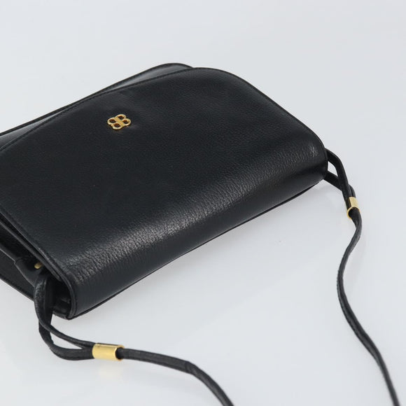 GIVENCHY Shoulder Bag Leather Black Gold Auth bs32997