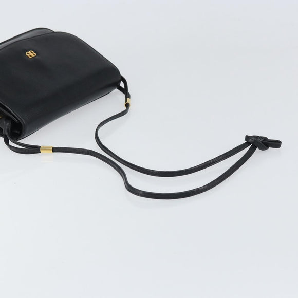 GIVENCHY Shoulder Bag Leather Black Gold Auth bs32997