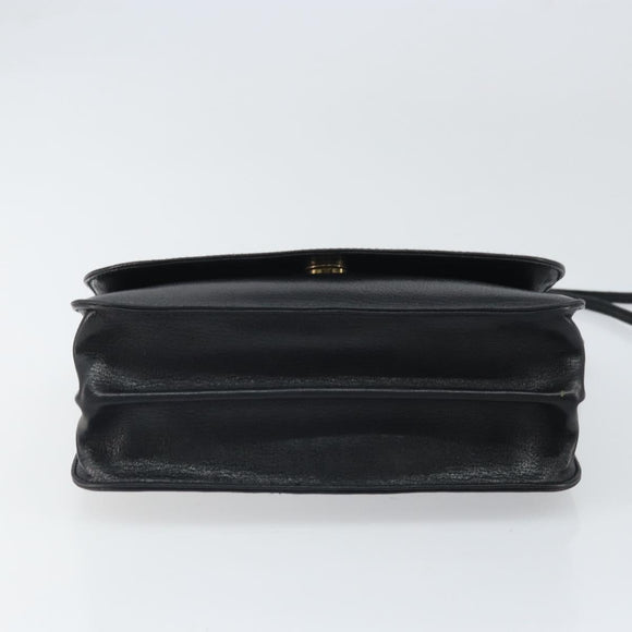 GIVENCHY Shoulder Bag Leather Black Gold Auth bs32997