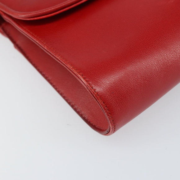 GIVENCHY Shoulder Bag Leather Red Gold Auth bs32998