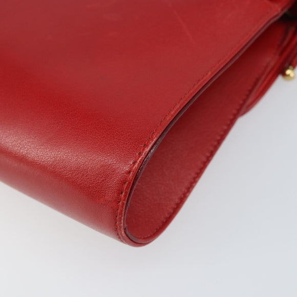 GIVENCHY Shoulder Bag Leather Red Gold Auth bs32998