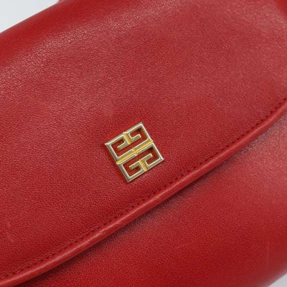 GIVENCHY Shoulder Bag Leather Red Gold Auth bs32998