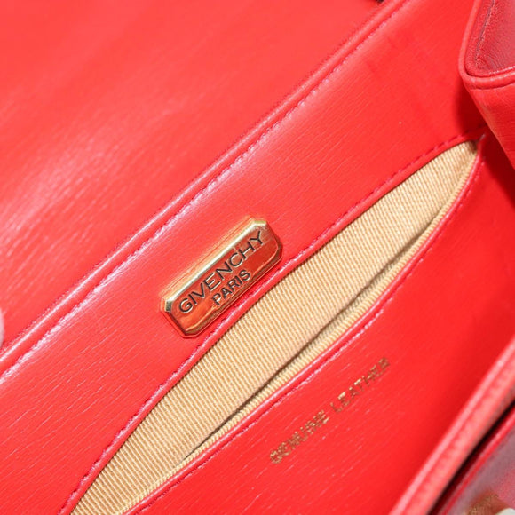 GIVENCHY Shoulder Bag Leather Red Gold Auth bs32998