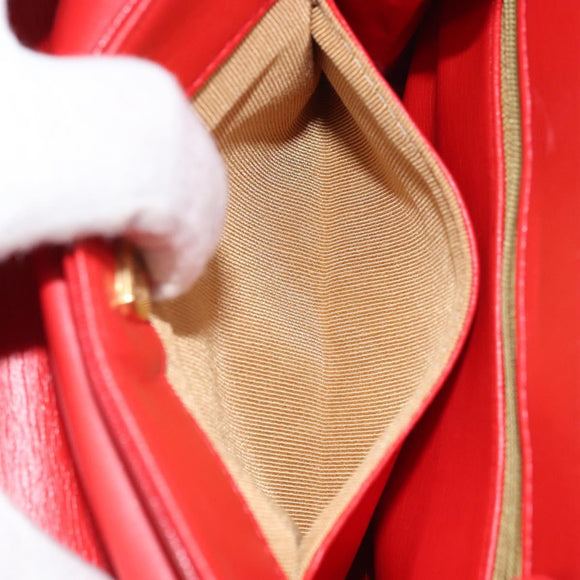 GIVENCHY Shoulder Bag Leather Red Gold Auth bs32998