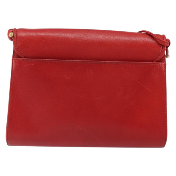 GIVENCHY Shoulder Bag Leather Red Gold Auth bs32998