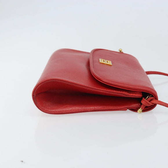 GIVENCHY Shoulder Bag Leather Red Gold Auth bs32998
