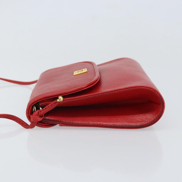 GIVENCHY Shoulder Bag Leather Red Gold Auth bs32998