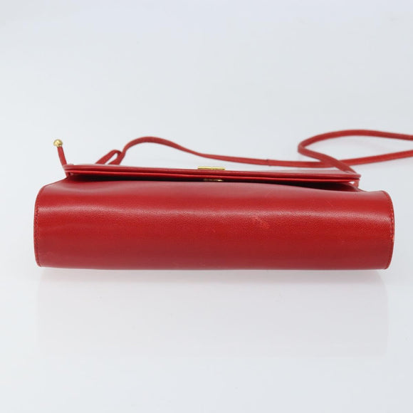 GIVENCHY Shoulder Bag Leather Red Gold Auth bs32998