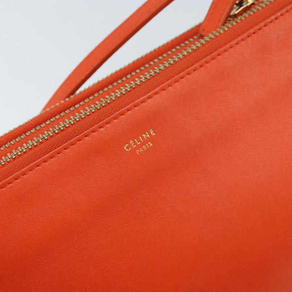 CELINE Shoulder Bag Leather Orange Gold Auth bs32999