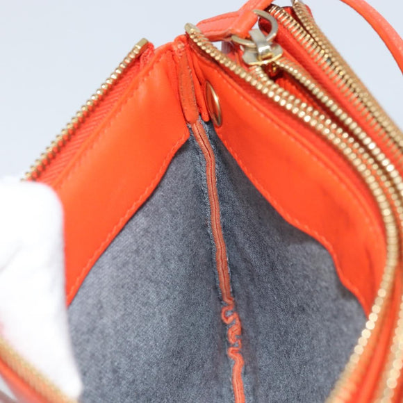 CELINE Shoulder Bag Leather Orange Gold Auth bs32999