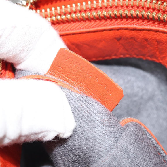 CELINE Shoulder Bag Leather Orange Gold Auth bs32999