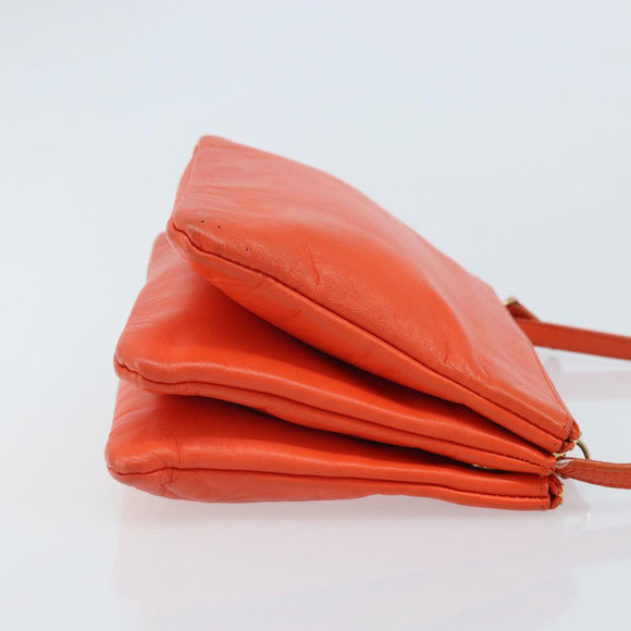 CELINE Shoulder Bag Leather Orange Gold Auth bs32999