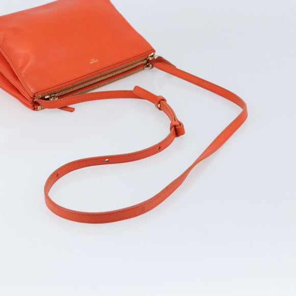 CELINE Shoulder Bag Leather Orange Gold Auth bs32999