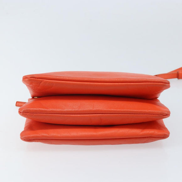 CELINE Shoulder Bag Leather Orange Gold Auth bs32999