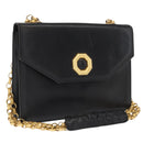 BALLY Shoulder Bag Leather Black Gold Auth bs33000-1