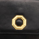 BALLY Shoulder Bag Leather Black Gold Auth bs33000-17