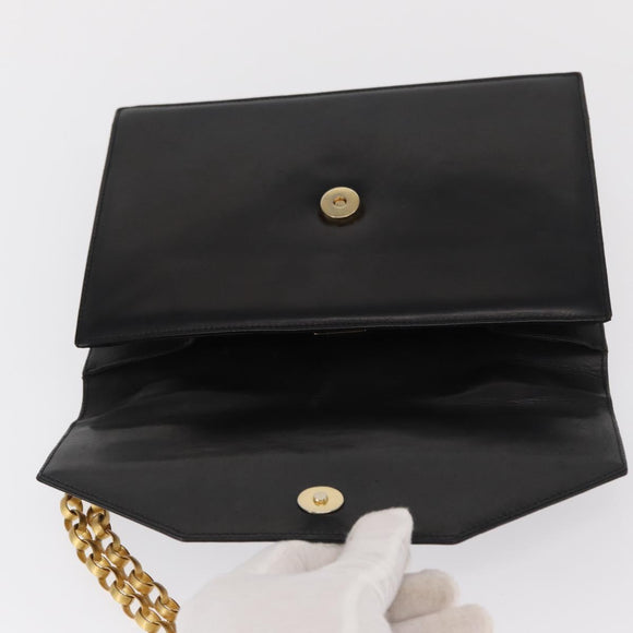 BALLY Shoulder Bag Leather Black Gold Auth bs33000