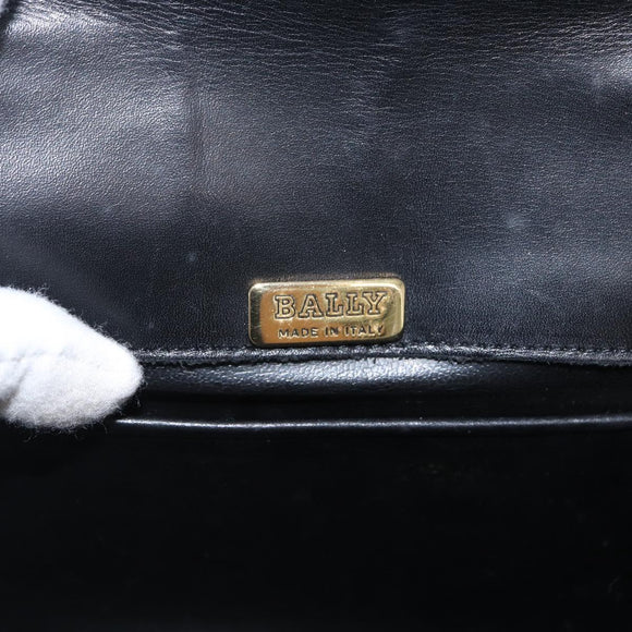 BALLY Shoulder Bag Leather Black Gold Auth bs33000