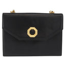 BALLY Shoulder Bag Leather Black Gold Auth bs33000-13