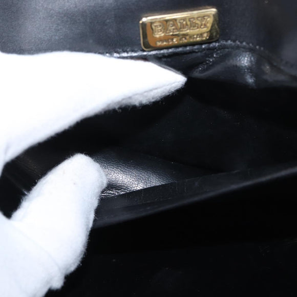 BALLY Shoulder Bag Leather Black Gold Auth bs33000
