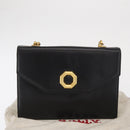 BALLY Shoulder Bag Leather Black Gold Auth bs33000-12