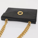 BALLY Shoulder Bag Leather Black Gold Auth bs33000-6