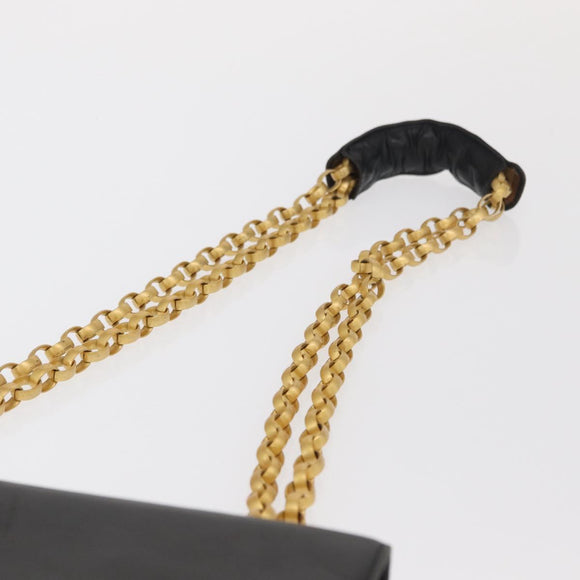BALLY Shoulder Bag Leather Black Gold Auth bs33000