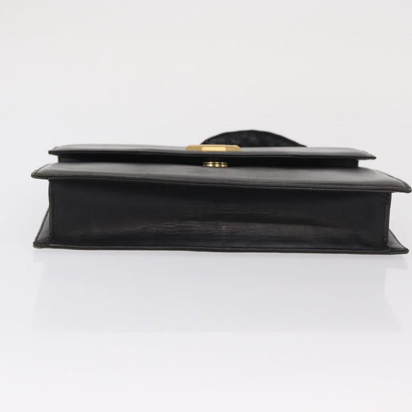 BALLY Shoulder Bag Leather Black Gold Auth bs33000