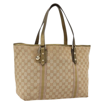 GUCCI GG Canvas Sherry Line Tote Bag Beige Gold pink 139260 Auth bs33004