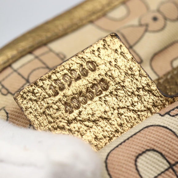 GUCCI GG Canvas Sherry Line Tote Bag Beige Gold pink 139260 Auth bs33004