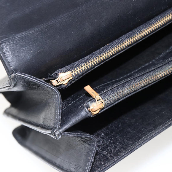 Gianni Versace Hand Bag Leather Black Gold Auth bs33005