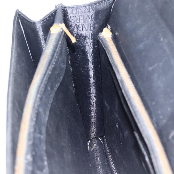Gianni Versace Hand Bag Leather Black Gold Auth bs33005