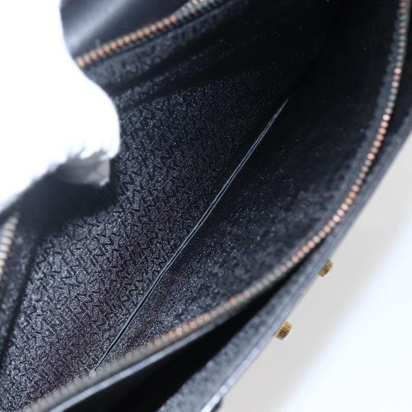Gianni Versace Hand Bag Leather Black Gold Auth bs33005