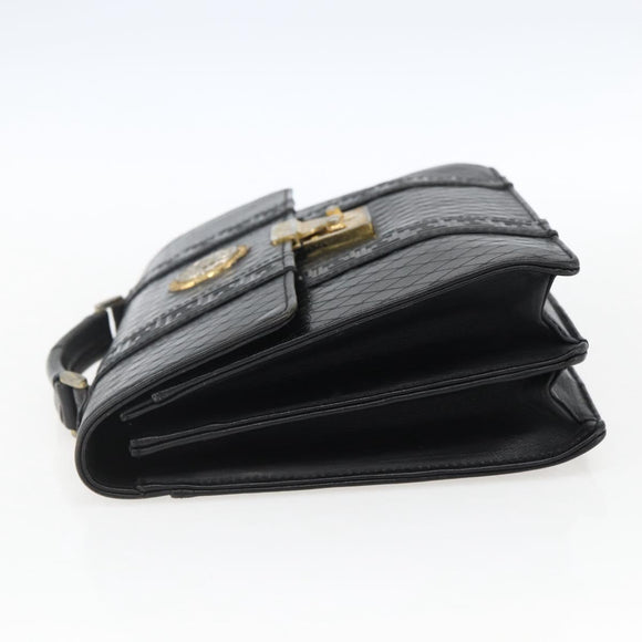 Gianni Versace Hand Bag Leather Black Gold Auth bs33005