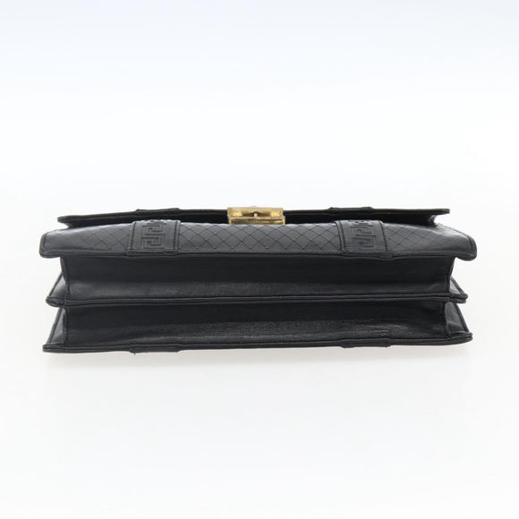 Gianni Versace Hand Bag Leather Black Gold Auth bs33005