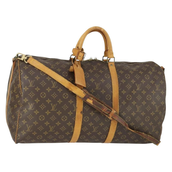 LOUIS VUITTON Monogram Keepall Bandouliere 55 Boston Bag M41414 LV Auth bs33008