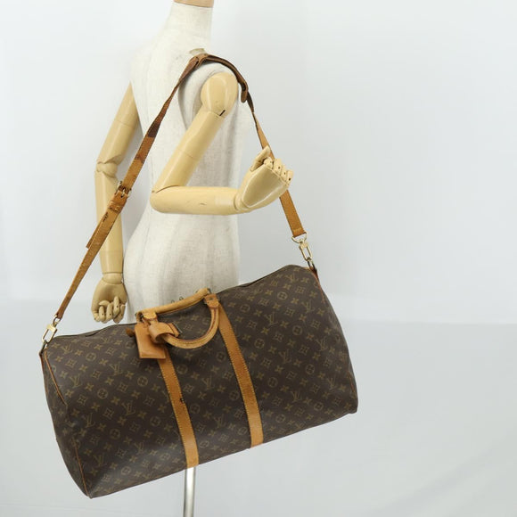 LOUIS VUITTON Monogram Keepall Bandouliere 55 Boston Bag M41414 LV Auth bs33008