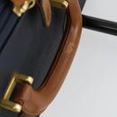 Burberrys Nova Check Carry Case Trunk PVC Leather Navy Gold Auth bs33020-9