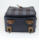 Burberrys Nova Check Carry Case Trunk PVC Leather Navy Gold Auth bs33020-5