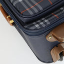 Burberrys Nova Check Carry Case Trunk PVC Leather Navy Gold Auth bs33020-18
