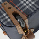 Burberrys Nova Check Carry Case Trunk PVC Leather Navy Gold Auth bs33020-10