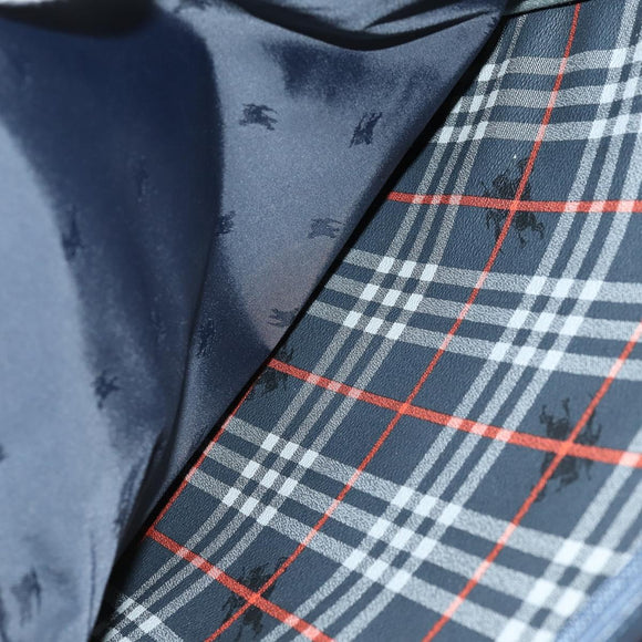 Burberrys Nova Check Carry Case Trunk PVC Leather Navy Gold Auth bs33020