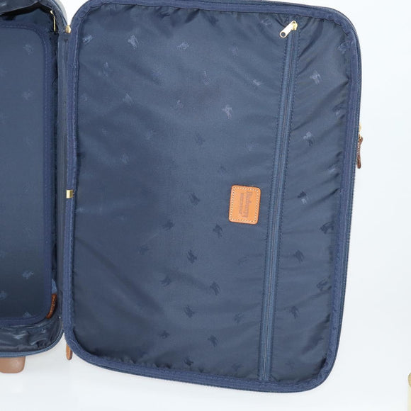 Burberrys Nova Check Carry Case Trunk PVC Leather Navy Gold Auth bs33020