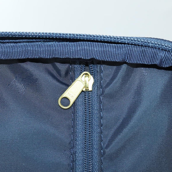 Burberrys Nova Check Carry Case Trunk PVC Leather Navy Gold Auth bs33020