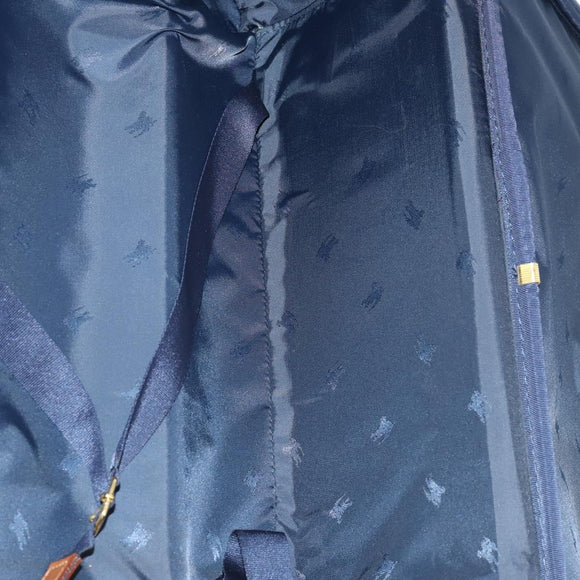 Burberrys Nova Check Carry Case Trunk PVC Leather Navy Gold Auth bs33020