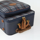Burberrys Nova Check Carry Case Trunk PVC Leather Navy Gold Auth bs33020-6
