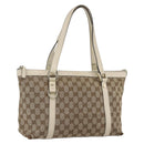 GUCCI GG Canvas Tote Bag Beige Gold 141470 Auth bs33022-1
